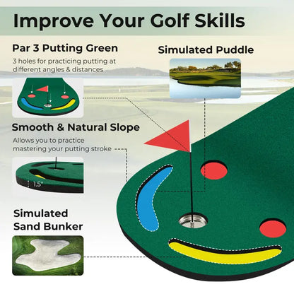 Portable Golf Practice Mat  9.8 FT x 3 FT Turf Surface with Realistic Feel