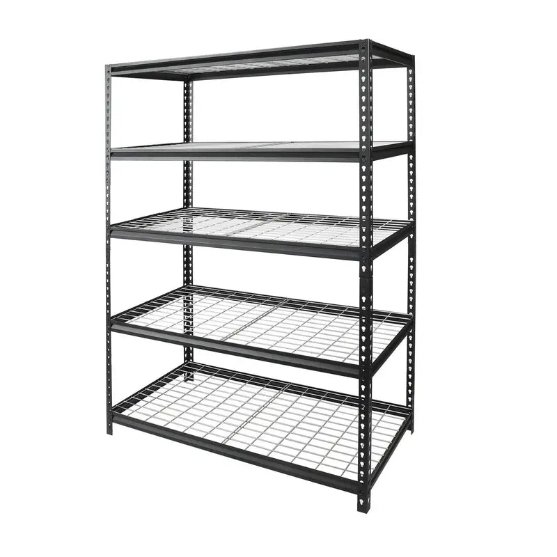 WORKPRO 5-Shelf Freestanding Storage Shelves, Heavy-Duty Steel, Black/Silver, 48″x24″x72″