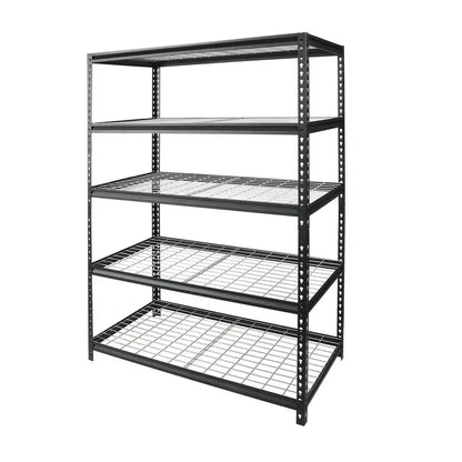 WORKPRO 5-Shelf Freestanding Storage Shelves, Heavy-Duty Steel, Black/Silver, 48″x24″x72″
