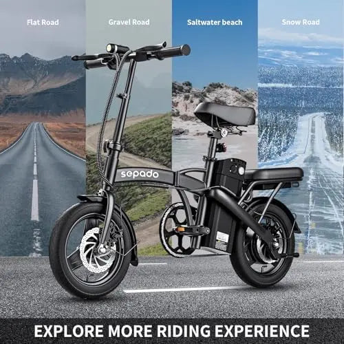 Folding Electric Bike for Adults  750W Motor, 20mph, 36V Removable Battery, 40-Mile Range, 14″ Wheels, Compact Foldable Ebike for Commuting
