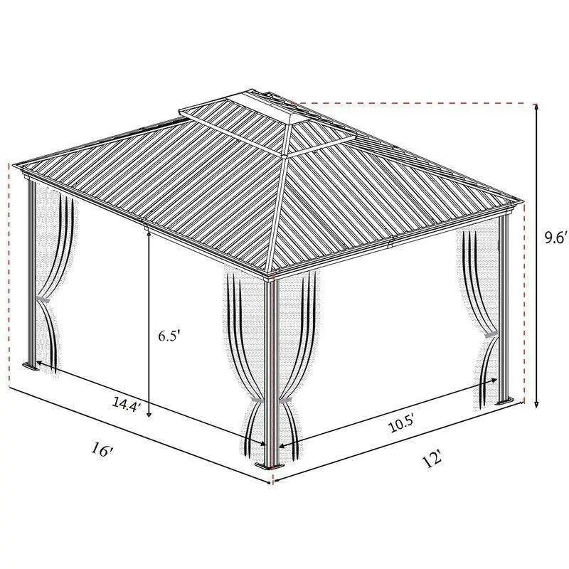 Alexander 16′ x 12′ Heavy-Duty Aluminum Patio Gazebo