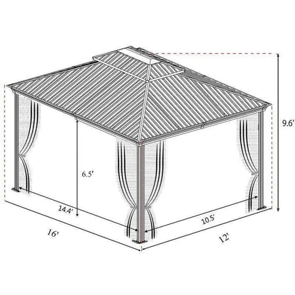 Alexander 16′ x 12′ Heavy-Duty Aluminum Patio Gazebo