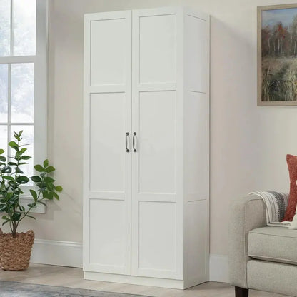 White Freestanding Pantry Cabinet with Adjustable Shelves