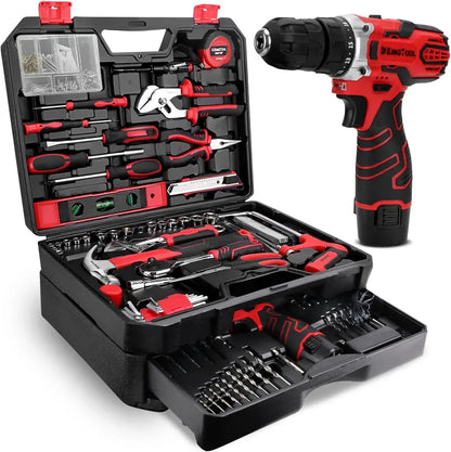 KingTool 276-Piece Cordless Tool Kit  Includes 12V Drill, Bits, and Organized Storage Case