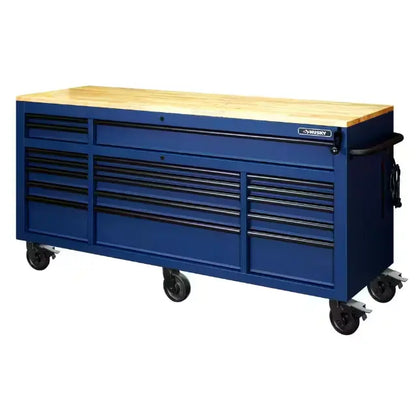 72-Inch Gloss Black Mobile Workbench  Standard-Duty Tool Chest with Casters and Organized Storage