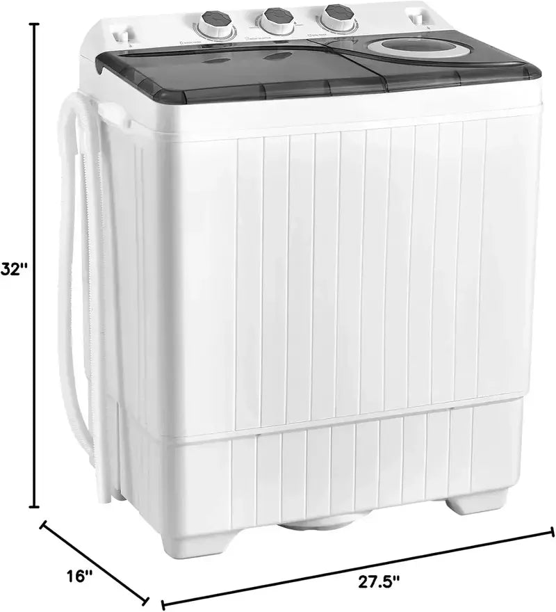 COSTWAY Dual-Tub Washing Machine  26 LB Total Capacity (18 LB Wash + 8 LB Spin) with Drain Pump
