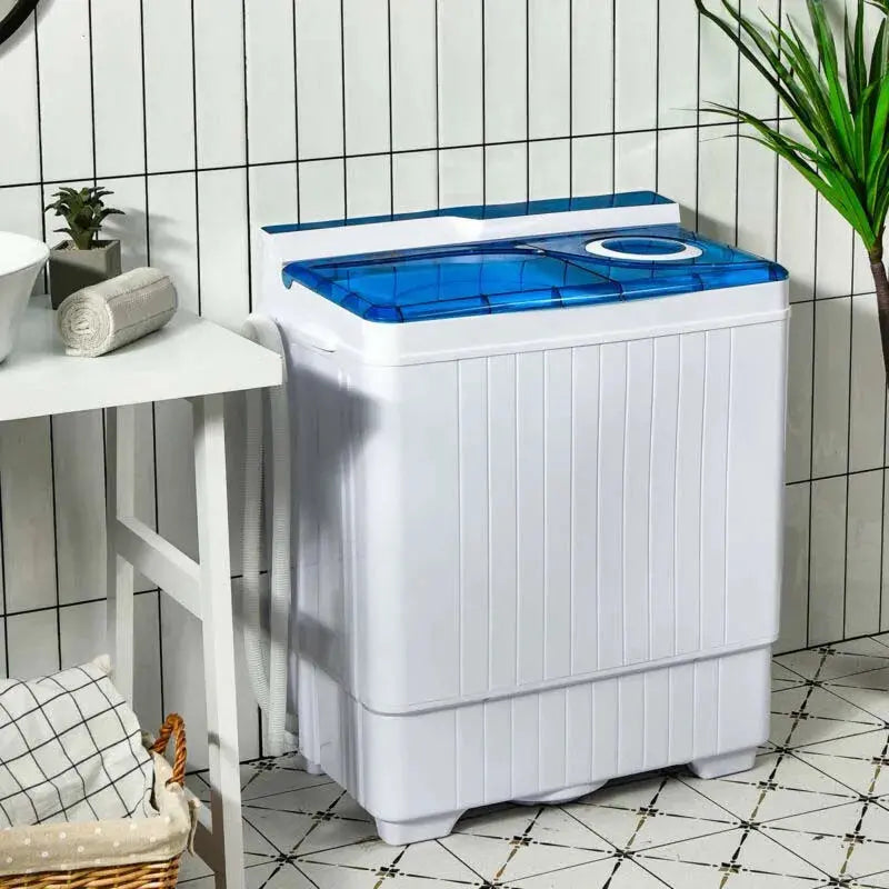 26-LB Portable Twin-Tub Washer Dryer  Compact 2-in-1 Unit with Drain Pump for RVs & Apartments