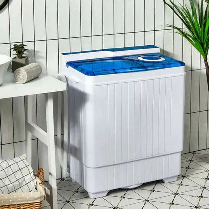 26-LB Portable Twin-Tub Washer Dryer  Compact 2-in-1 Unit with Drain Pump for RVs & Apartments