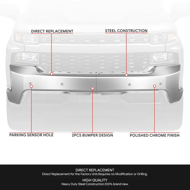 Modular Front Bumper for 20192021 Chevy Silverado 1500 & 2022 Limited Edition  With Parking Sensor Mounting Holes