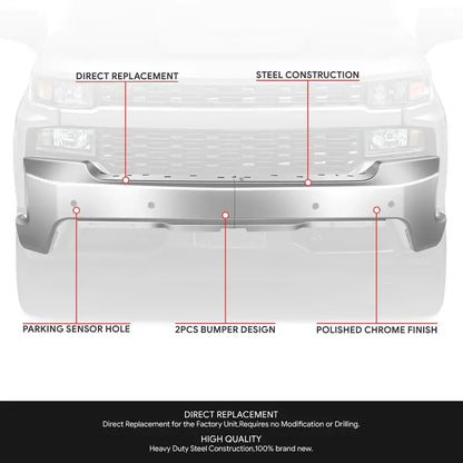 Modular Front Bumper for 20192021 Chevy Silverado 1500 & 2022 Limited Edition  With Parking Sensor Mounting Holes