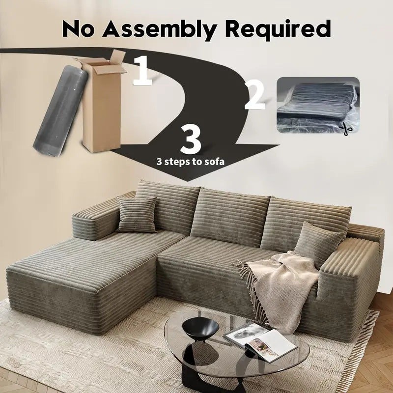 Cloud Modular L-Shaped Sectional Sofa  107.5-Inch Minimalist Corner Lounge with Deep Seating