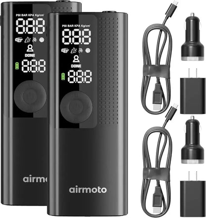 Dual-Pack Portable Tire Inflator Kit  Cordless Air Compressor with Power Bank Functionality