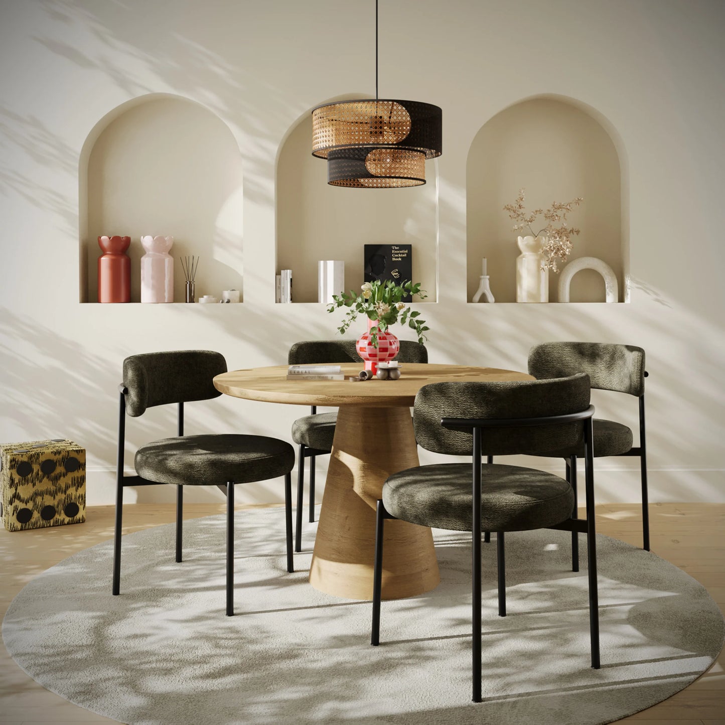 Lot de 2 chaises de table velours vert Scarlett