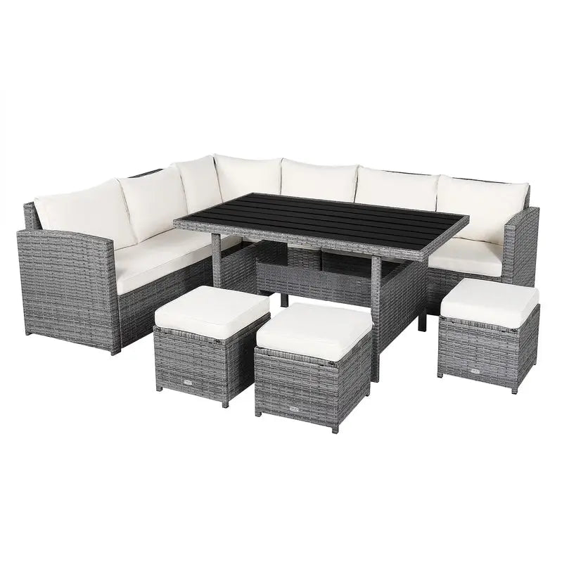 7-Piece Black Rattan Patio Furniture Set  All-Weather Outdoor Seating Collection