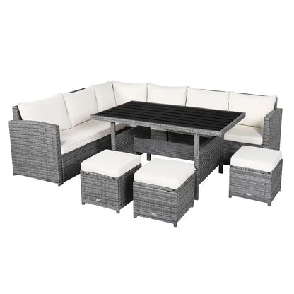 7-Piece Black Rattan Patio Furniture Set  All-Weather Outdoor Seating Collection
