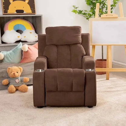 Deluxe Kids Recliner  Microfiber Youth Lounger with Footrest, Headrest, and Dual Cup Holders (Ages 3+)