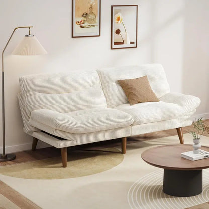 66″ Corduroy Futon Sofa Bed  Space-Saving Convertible Recliner for Studios, Offices & Playrooms