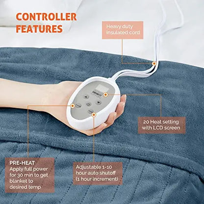 Degrees of Comfort Electric Blanket King Size, Heated Blanket for Bed, Dual Control