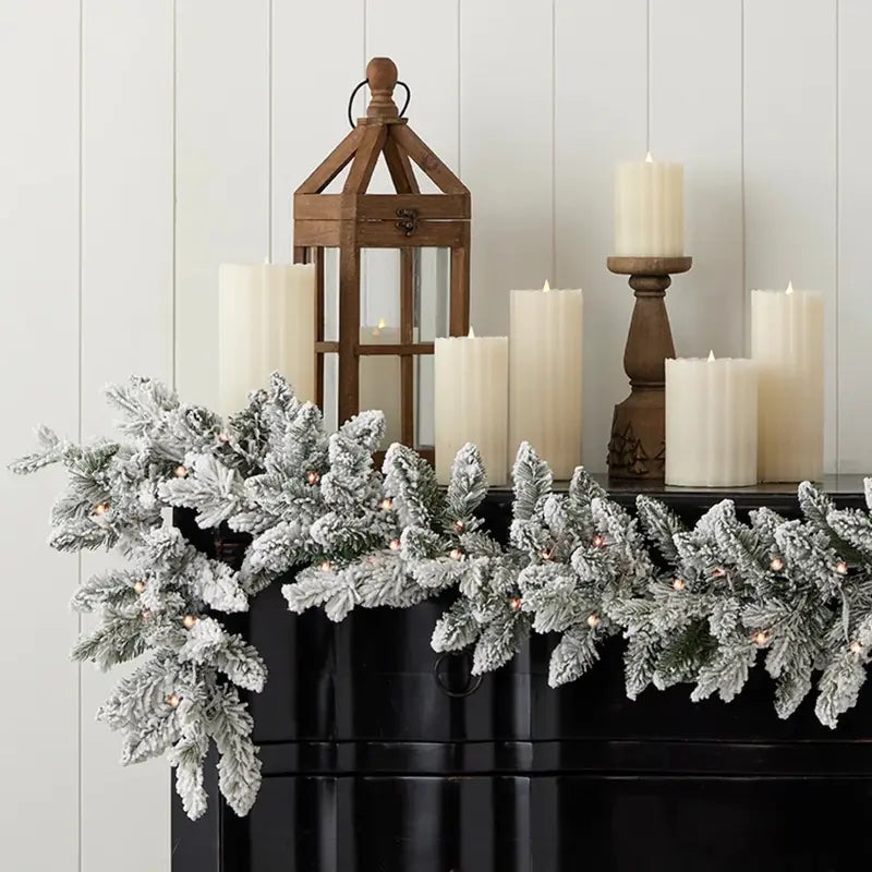 Seasonal LLC 6ft Bluffton Flocked Prelit Garland with RGBW LEDs, Remote-Controlled, Battery-Operated, Indoor/Outdoor