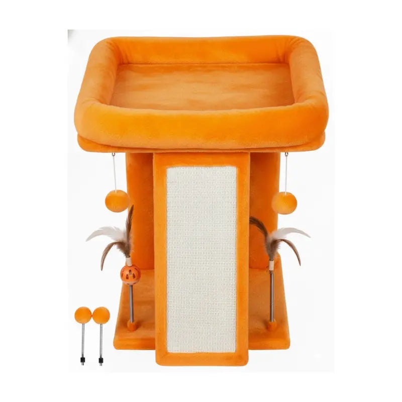 Elevated Cat Tree with Accessible Platform, Scratch Board, and Interactive Toys