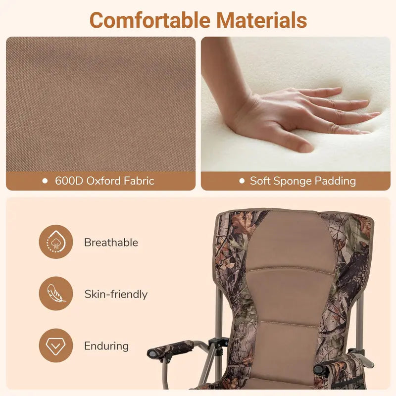 Heavy-Duty Lawn Chair  400 lb Capacity with Padded Armrests & Removable Covers