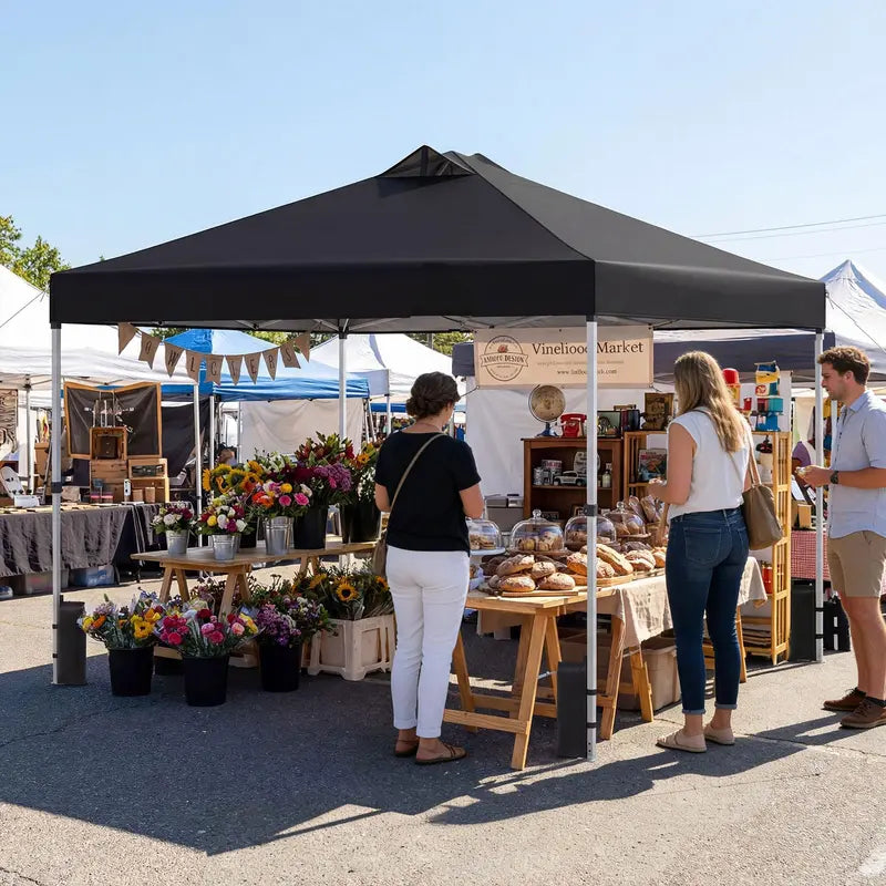 10×10-Foot Pop-Up Canopy Tent with One-Touch Setup, Sandbags & Convenient Roller Bag