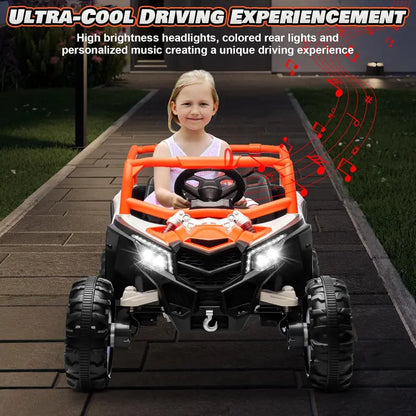 JOYRACER Kids RC Car  4×150W Motors, Shock Absorption, Bluetooth Audio, MP3, LED Headlights