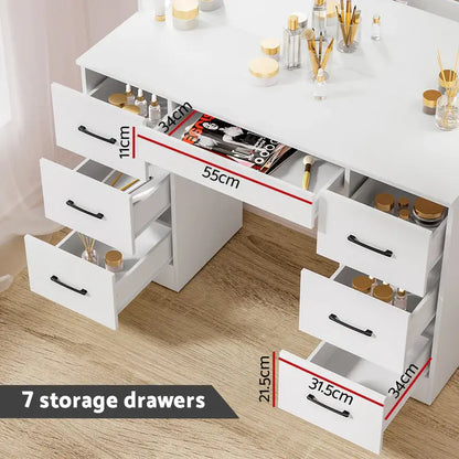 Artiss White Dressing Table Set  LED-Lit Vanity Mirror with Stool & 10 Bulbs