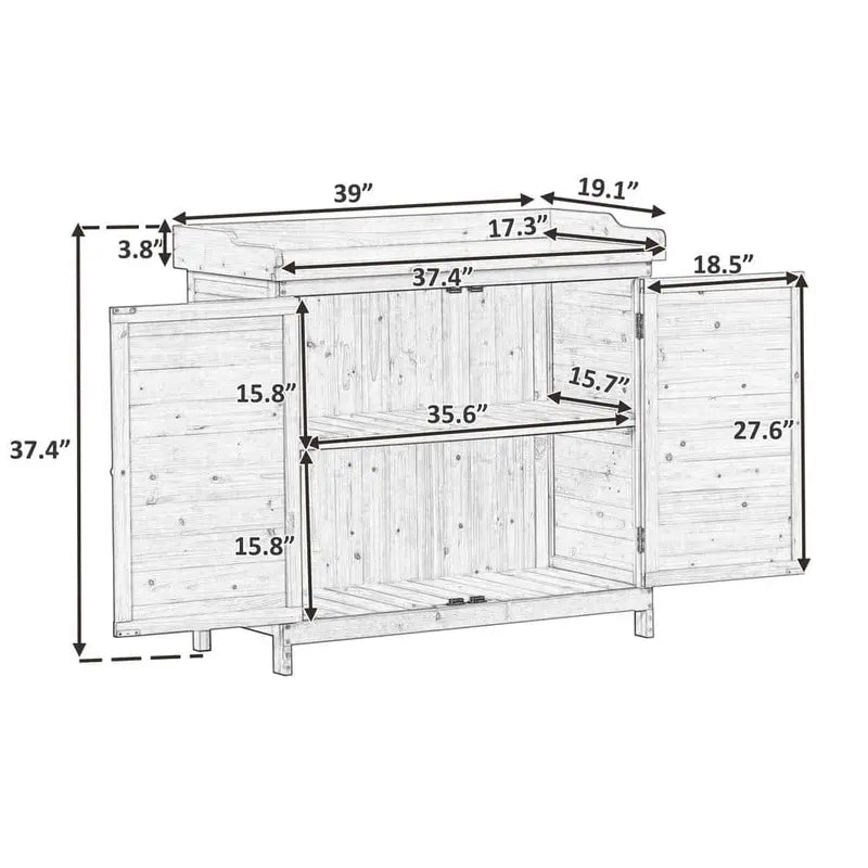 cenadinz Outdoor 39 in. Potting Bench Table, Rustic Garden Wood Workstation Storage Cabinet Garden Shed H-WF285324AAE