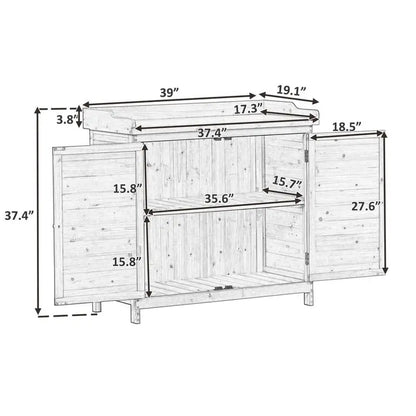 cenadinz Outdoor 39 in. Potting Bench Table, Rustic Garden Wood Workstation Storage Cabinet Garden Shed H-WF285324AAE