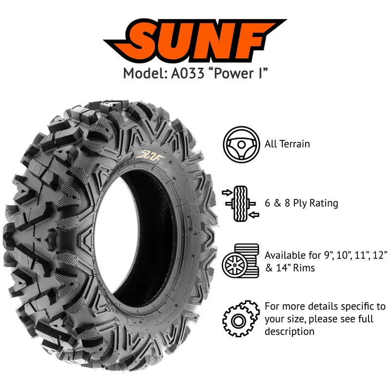 SunF ATV UTV Tires A033 25×8-12 25x8x12 6PR (Single)