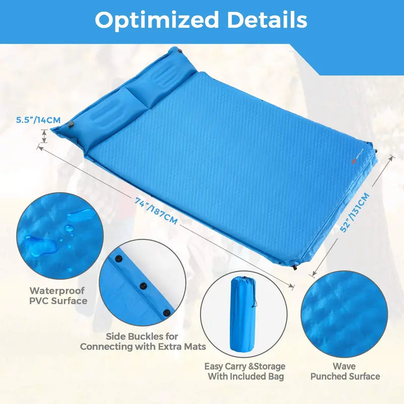 Self-Inflating Foam Camping Sleeping Pad  Lightweight Outdoor Mat