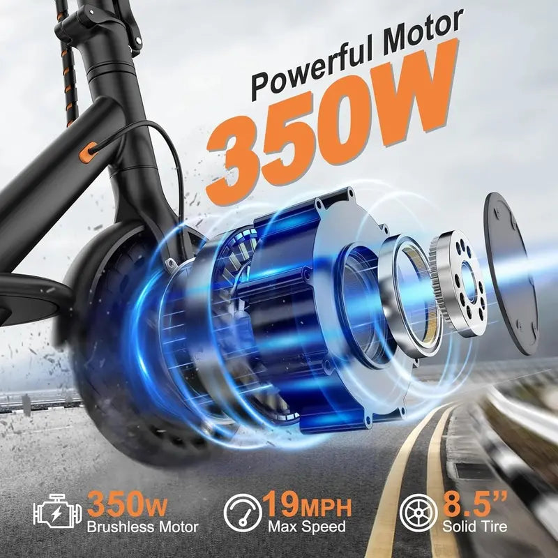 Adult Electric Scooter  350W/500W Dual Motor, 8.5″/10″ Solid Tires, Up to 22mph, Dual Braking, 28-Mile Range