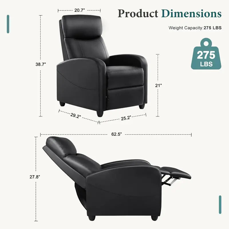 DUMOS Linen Massage Recliner  Single-Seat Adjustable Living Room Sofa with Padded Footrest