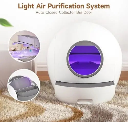SMARTELF Automatic Self-Cleaning Litter Box for Multiple Cats  Extra Large, Odor-Removing, Anti-Pinch