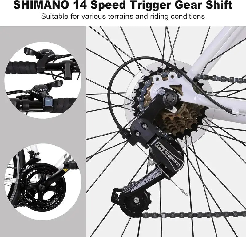 WEIZE 700C Road Bike  Shimano 14-Speed Commuter Bicycle with Drop Handlebars for Urban Riding