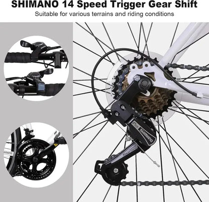WEIZE 700C Road Bike  Shimano 14-Speed Commuter Bicycle with Drop Handlebars for Urban Riding