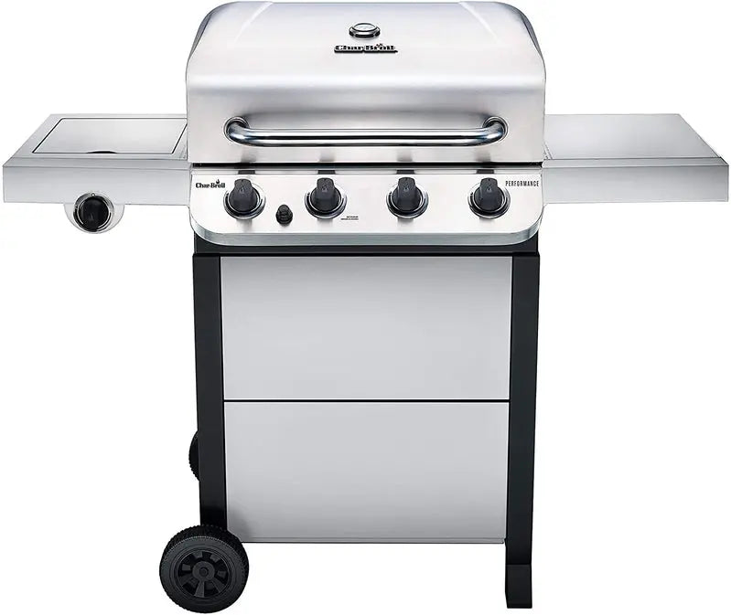 Char-Broil 4-Burner Liquid Propane Grill  Premium Cart-Mounted BBQ Grill with Stainless Construction