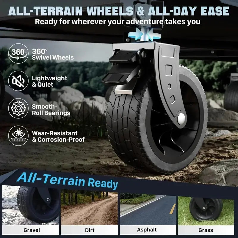 Extra-Large 48″ Heavy-Duty Folding Cart  560 lb Capacity, 350L Volume, Brake-Enabled Utility Wagon