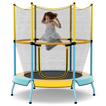 Kids’ Round Trampoline with Safety Enclosure