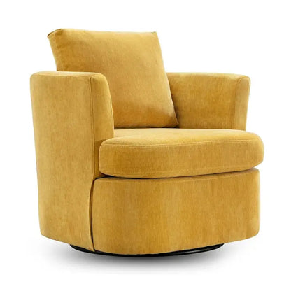 Modern Chenille Swivel Accent Chair  Barrel-Style Rotating Armchair for Living Spaces