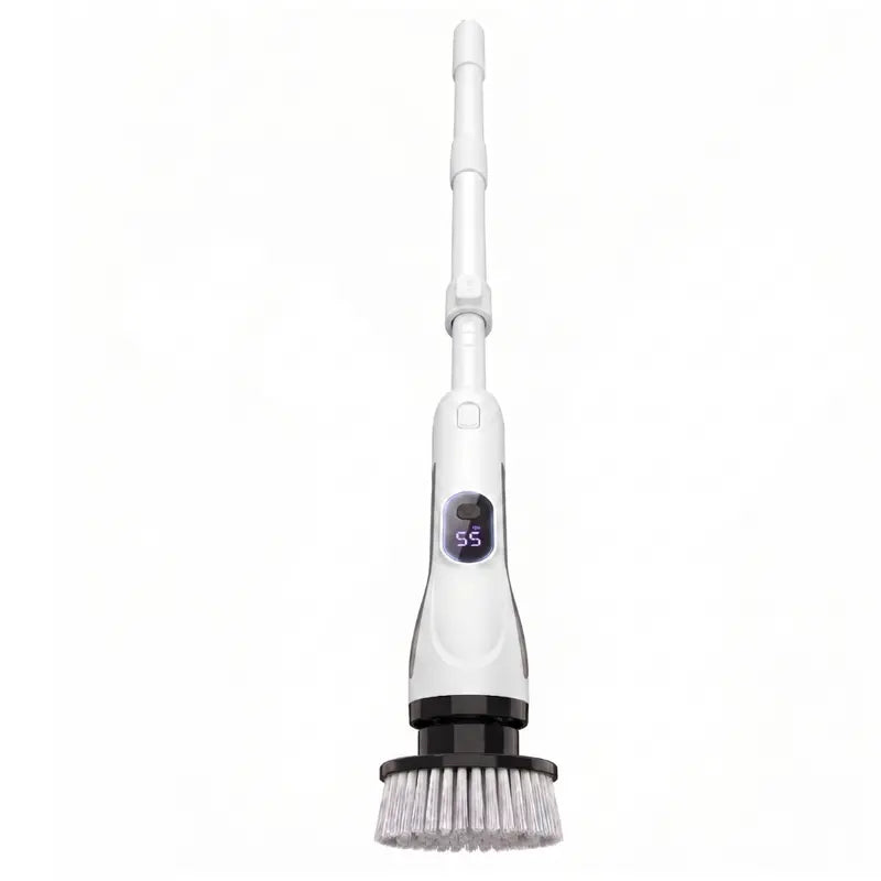 Electric Spin Scrubber with Telescoping Handle and 4 Specialty Cleaning Brush Heads