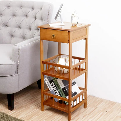 Wooden End Table with Storage Compartment