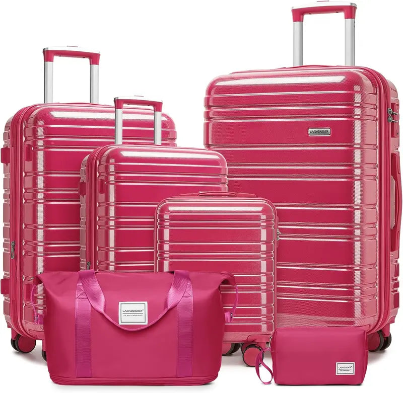 6-Piece Expandable Rolling Luggage Set  Lightweight Hardshell Suitcases with Smooth-Spinning Wheels & Modular Packing Options