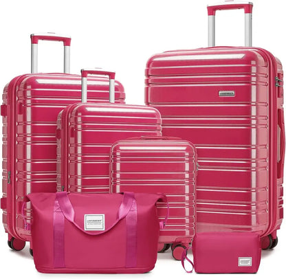 6-Piece Expandable Rolling Luggage Set  Lightweight Hardshell Suitcases with Smooth-Spinning Wheels & Modular Packing Options
