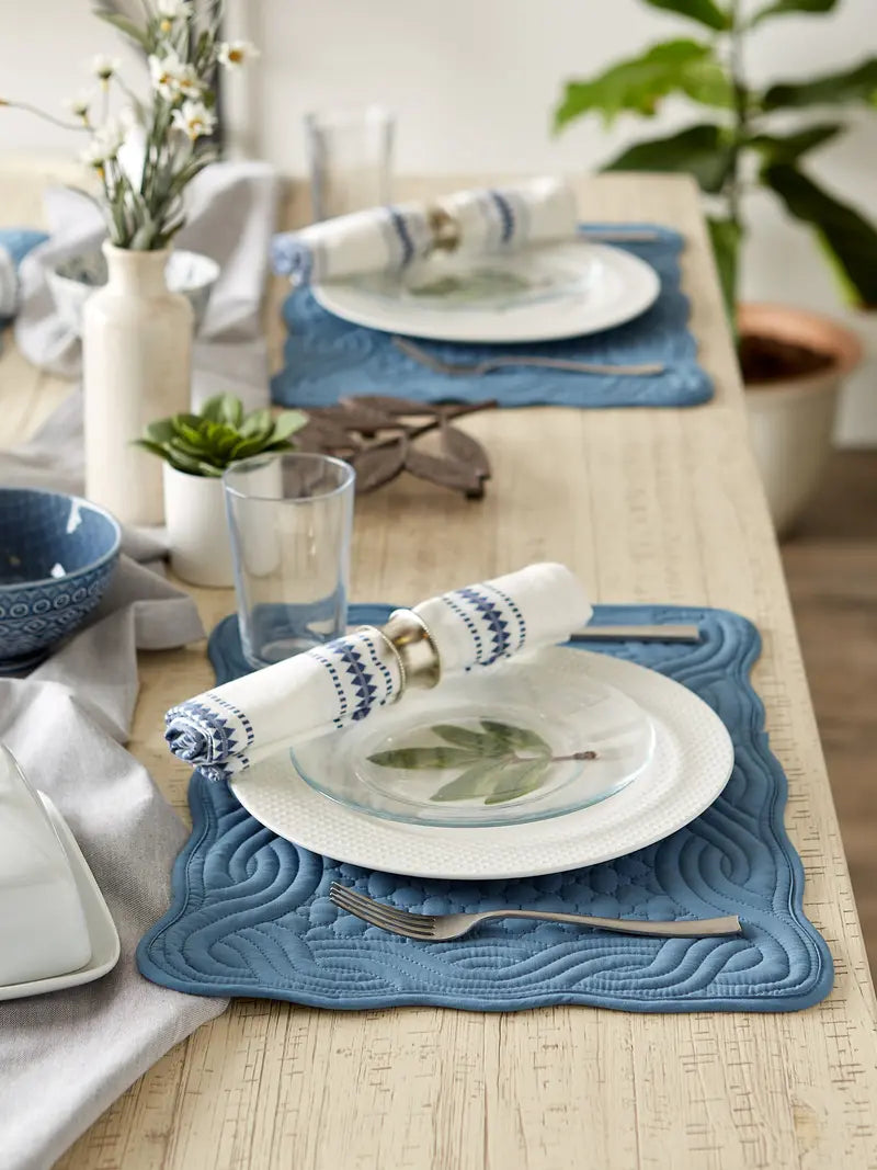 French Blue Quilted Farmhouse Placemat (Set of 6)