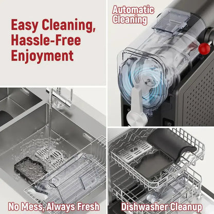All-in-One Slushy Machine  Home Slushie Maker with Real-Time Temperature Display and No-Ice Operation