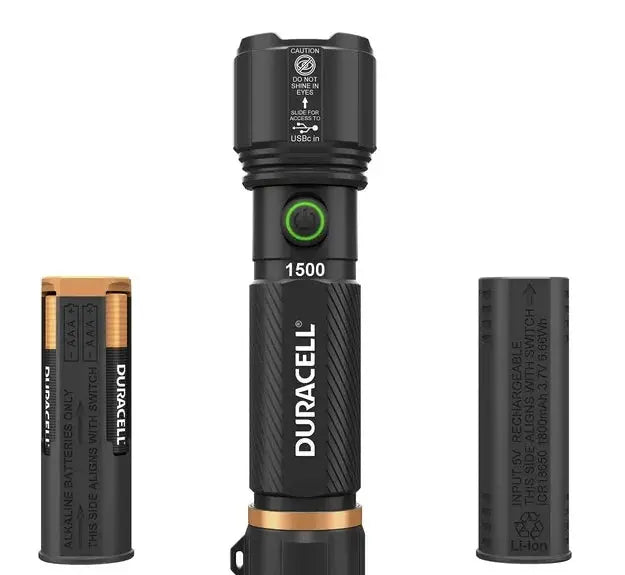 Duracell Hybrid LED Flashlight  1500-Lumen Rechargeable Light, 4-Pack with USB Charging