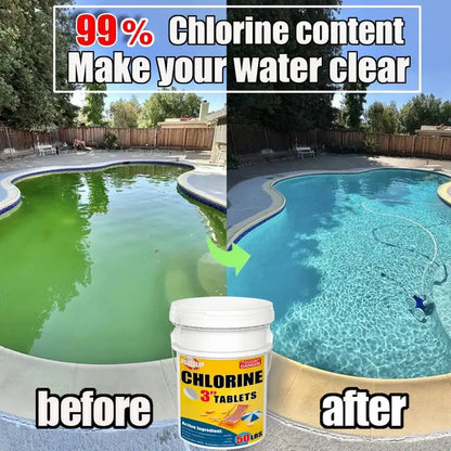 50 lb Bucket of 3-Inch Chlorine Tablets  Swimming Pool Sanitizing Chemicals for Routine Maintenance