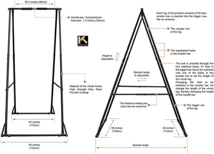 Air Yoga Starter Kit  Includes Adjustable Aerial Hammock + Foldable KT Swing Stand Frame